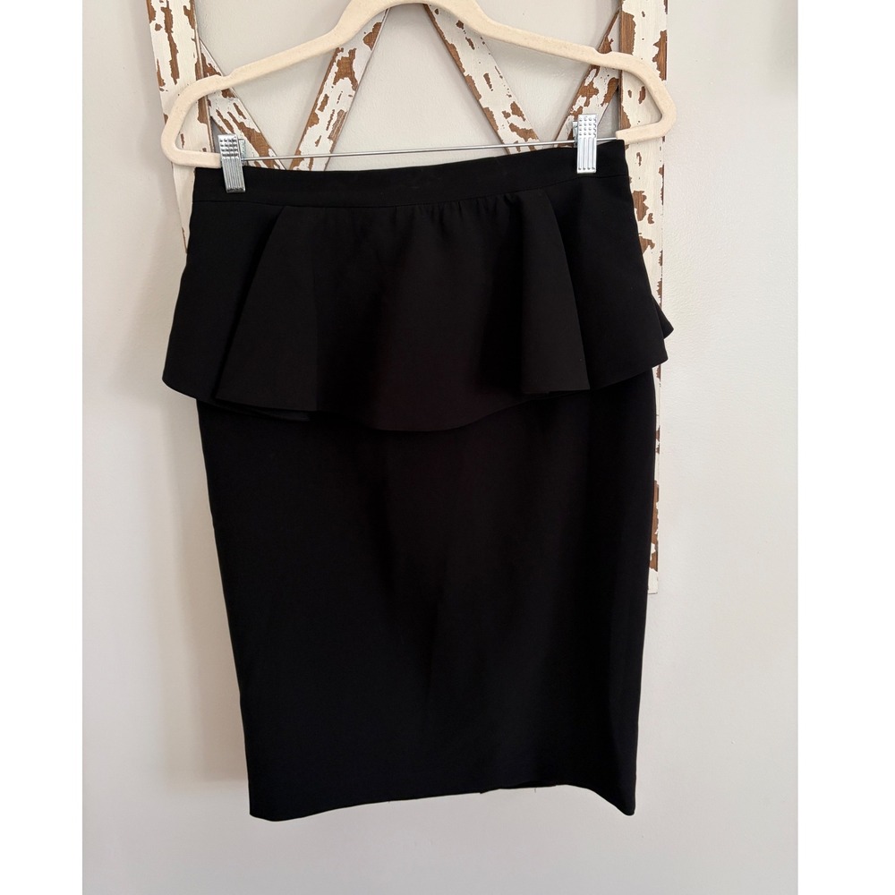 ST. JOHN Peplum Skirt Black Size US 8 Knee Length Pencil Skirt
